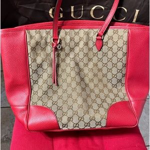 New Gucci Red-Beige tote